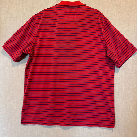 Perlis Crawfish Classic Fit Performance Polo Red & Navy Stripe Size Large - Picture 6 of 8